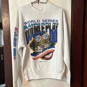Toronto Blue Jays World Series "Double Play" 1993 MLB Crewneck White, LG